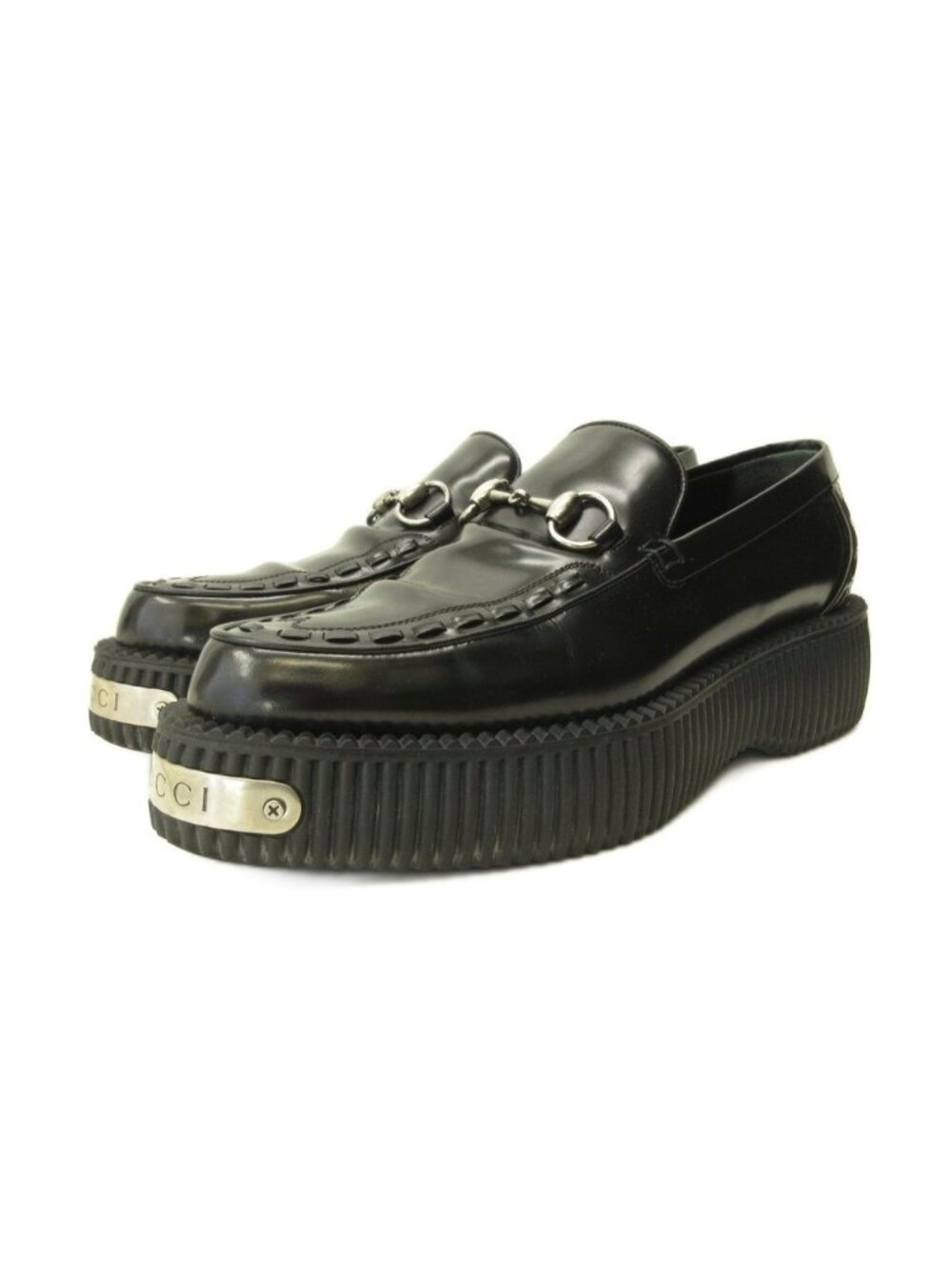 Gucci Horsebit Creeper Loafers Shoes Leather Black 7.5